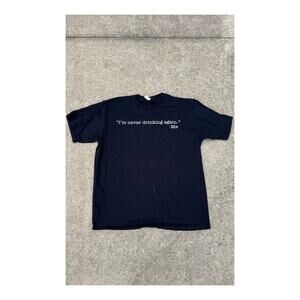 Unisex Black Graphic Print Never Drinking Again Short Sleeve Tee Shirt Size XL